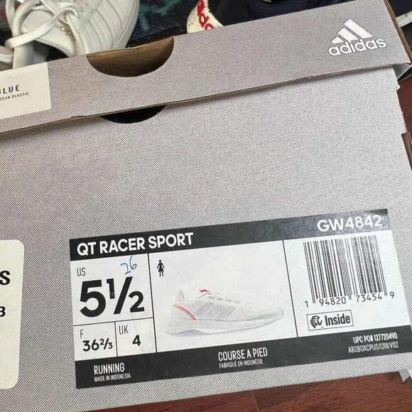 Adidas Women's Racer Sport Running Shoe Sz 5.5US White/Purple Tint/Red GW4842 - Picture 2 of 13